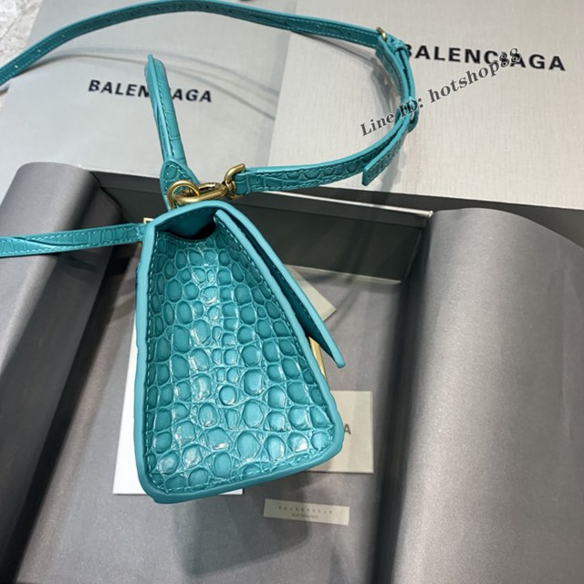 Balenciaga專櫃爆款mini號Hourglass手提肩背女包 巴黎世家亮藍色沙漏包 fyj1731